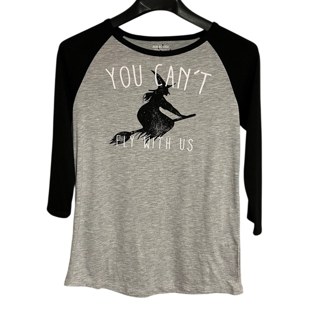 Joe Boxer Black & Gray Raglan Witch Graphic Tee Medium